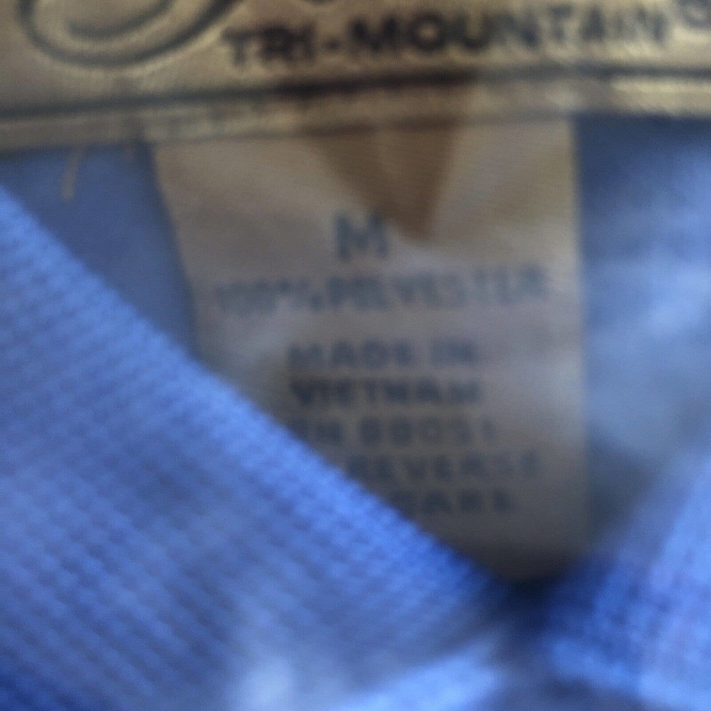 Gold Tri-Mountain Blue White StripePolo Shirt Short Sleeve Men's Size M NWT - Picture 6 of 6
